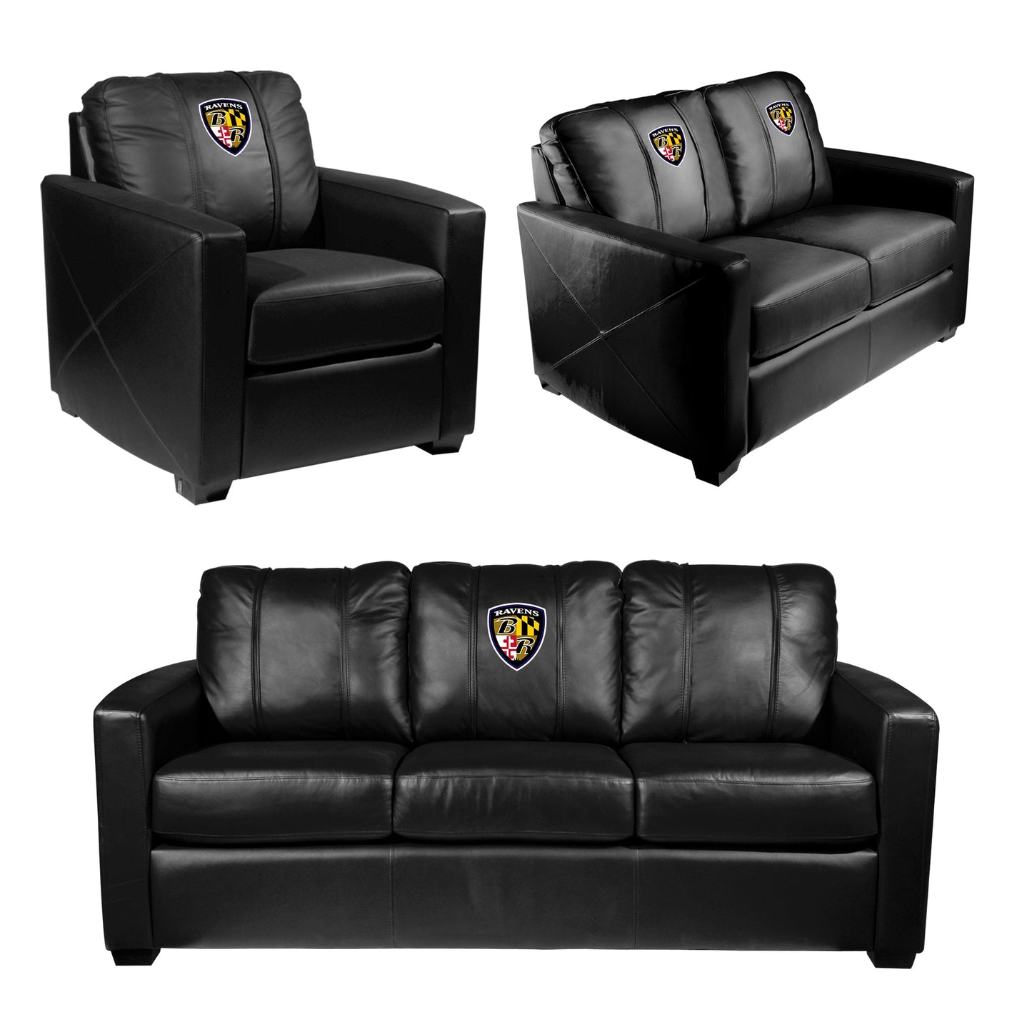 Silver Loveseat with Baltimore Ravens Alternate Logo
