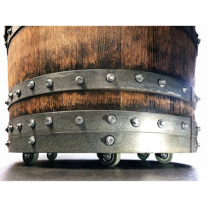 Wine Barrel Coffee Table Set with 4 Chairs – Rustic Whiskey Barrel Furniture Set – Handmade Solid Oak