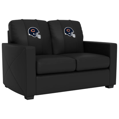 Silver Loveseat with  Chicago Bears Helmet Logo
